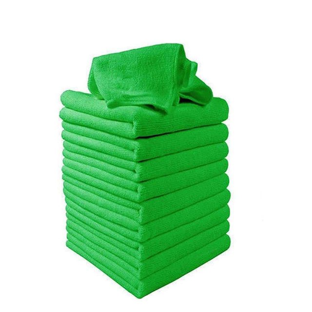 10 Piece Set Blue Microfiber Car Cleaning Cloths Ultra Soft Absorbent and Antibacterial