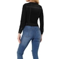 thumbnail image 3 of INSPIRE CHIC Veste en Denim Courte Sans Col à Manches Longues Boutonnée pour Femme Noir TG, 3 of 5
