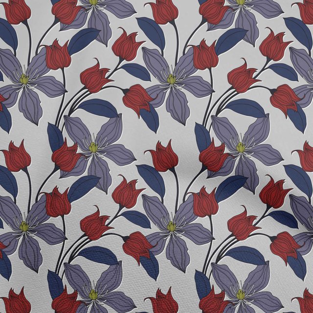 oneOone Viscose Chiffon Red Fabric Floral Retro Craft Projects Decor Fabric Printed By The Yard 42 Inch Wide