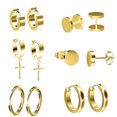 thumbnail image 2 of Ensemble de 6 Boucles d'Oreilles Punk Mode en Acier Inoxydable pour Hommes, 2 of 9