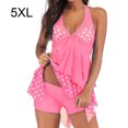 thumbnail image 2 of maskred Women Two Pieces Colorblock Dots Printed Backless V Neck Sleeveless Swimsuit Pink 5XL, 2 of 4