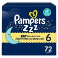 thumbnail image 1 of ZZZ Couches de Nuit, Taille 6 (35+ lbs), Couche Jetable pour Bébé à Protection Nocturne, 1 of 28