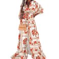 thumbnail image 1 of Bellella Robe Longue pour Femmes Manches 3/4 Robes Maxi Imprimé Floral Robe d'Été Hawaïenne Col en V par-Dessus Femmes Sorties de Plage Orange m, 1 of 2