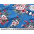 thumbnail image 3 of Soimoi Blue Cotton Jersey Fabric Leaves & Ranunculus Floral Printed Fabric 1 Yard 58 Inch Wide, 3 of 3