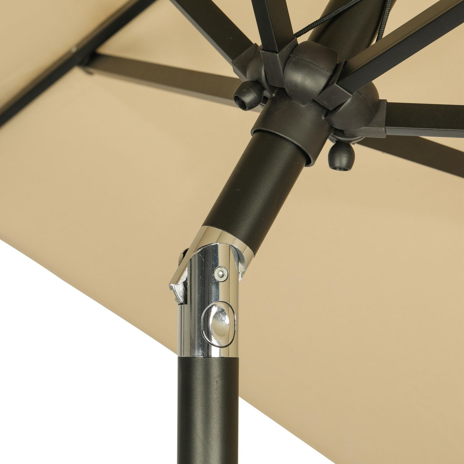 Bimini 6.5-ft x 10-ft Rectangular Market Umbrella - Champagne - Polyester Canopy