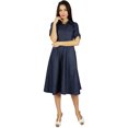 thumbnail image 2 of Bimba Robe Chemise en Chambray à Boutons pour Femmes avec Poches, Col Décontracté, 2 of 9