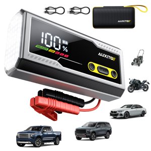 AUXITO 6000A Démarreur de saut, 12V Démarreur de saut à batterie de voiture, jusqu'à tout gaz & 12L Moteur diesel LED Affichage, boîte de saut portable avec 3 Modes Lampe de poche et câble Jumper, boîtier de rangement