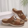 thumbnail image 4 of Styesk Womens Sandals Summer New Foreign Trade Large Size Wedge Fish Mouth Solid Color Large Size One Line Outside To Wear Beach Sandals, 4 of 7