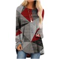 thumbnail image 1 of IROINID Deals Ladies Long Sleeve T Shirts Lounge Socket Geometry Printed Round-Neck Tops,Gray, 1 of 5
