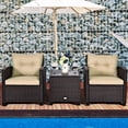 thumbnail image 4 of Costway 3PCS Patio Rattan Furniture Set Cushioned Conversation Set Sofa Coffee Table, 4 of 10
