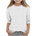 thumbnail image 1 of MeetoTime T-shirt à Col Rond à Manches 3/4 Uni pour Enfants, Décontracté, Ample, Printemps Été, pour Garçons et Filles, 1 of 5