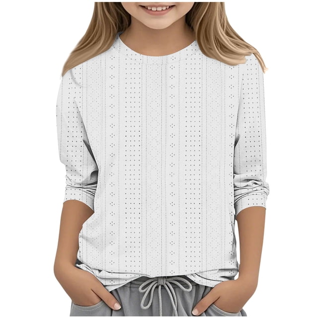 MeetoTime T-shirt à Col Rond à Manches 3/4 Uni pour Enfants, Décontracté, Ample, Printemps Été, pour Garçons et Filles