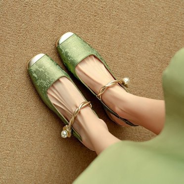 YOUYEDIAN Womens Mary Jane Shoes Slip on Dressy Ballet Shoes for Women Comfy Non-Slip Flats for Casual Formal Work School Office Walking (Green)