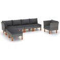 thumbnail image 1 of vidaXL 7 Piece Garden Lounge Set Poly Rattan and Eucalyptus Wood Grey, 1 of 5