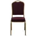 thumbnail image 3 of HERCULES Series Crown Back Stacking Banquet Chair in Burgundy Fabric - Gold Frame, 3 of 9