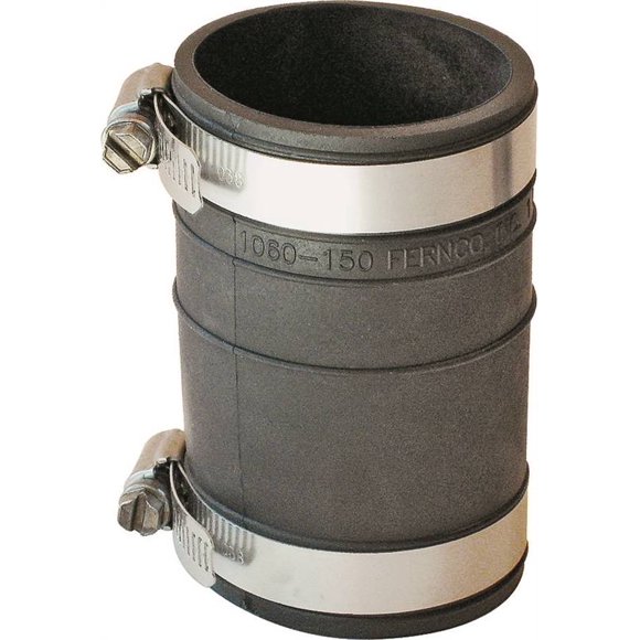 Fernco 1060 Flexible Pipe Coupling, 1-1/2 in x 3.93 in, Plastic Socket, 4.3 psi, PVC