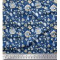 thumbnail image 1 of Soimoi Rayon Fabric Leaves & Floral Block Decor Fabric Printed Yard 42 Inch Wide, 1 of 3