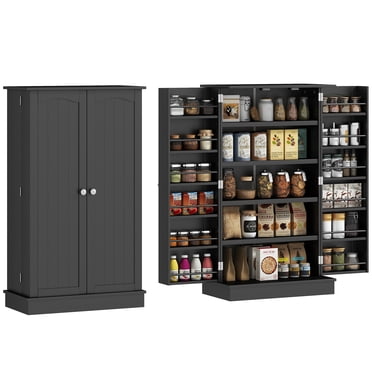 HOMCOM Kitchen Pantry Storage Cabinet w/ 5-tier Shelving Black