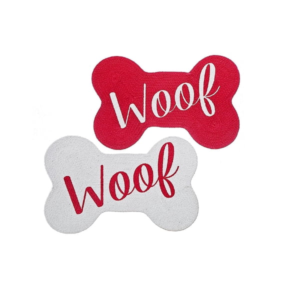 Mat De Compagnie En Forme D'Os En Coton Tressé (Woof) - Ensemble De 2
