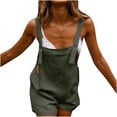 thumbnail image 1 of Womens Casual Summer Overalls Adjustable Straps Cotton Linen Shortalls Solid Shorts Jumpsuits Rompers with Pockets, 1 of 7