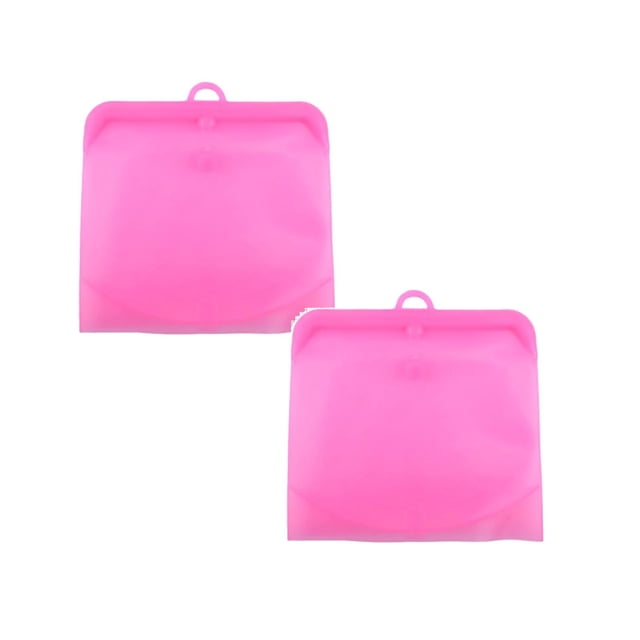 Oleegame 2 Pcs Boîtes à Collations pour Enfants pour l'École Sac de Rangement Alimentaire en Silicone Réutilisable Sac à Sandwich Sac de Congélation Scellé Sac à Collation Liquide Lunch Fruit Sac de Produits Frais / Meilleur Sac de Rangement et de Cuisson (1 Pce) Rose