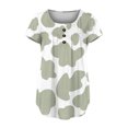 thumbnail image 5 of SMihono Hauts pour Femmes Été Chic Décontracté T-Shirt à Col Rond pour Femmes avec Imprimé Vache Couvrant Haut à Manches Courtes pour Femmes T-Shirt Oversize pour Femmes, 5 of 5
