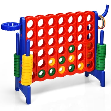 Costway Ensemble de Jeu Géant 4-en-Ligne avec Panier de Basketball pour Enfants et Adultes Bleu