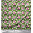 thumbnail image 1 of Soimoi Rayon Fabric Leaves & Rose Floral Decor Fabric Printed Yard 42 Inch Wide, 1 of 3