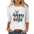 thumbnail image 1 of Dvkptbk Chemises pour Femmes Habillées Décontractées 2024 Joyeuses Pâques Hauts Graphiques Mode Décontractée Col Rond Manches Trois-Quarts T-Shirt Haut, 1 of 3