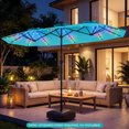 thumbnail image 4 of Costway Double-Sided Patio Umbrella with Color-Changing Flowing Solar LED Lights Crank Lift Turquoise, 4 of 10