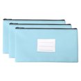 thumbnail image 1 of Unique Bargains Zipper Leatherette Money Deposit Bags with Clear Window, Sky Blue, 3 Pack, 1 of 6