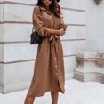 thumbnail image 1 of YUTK Robe Vêtements pour Femmes, Robe à Manches Longues avec Col à Revers et Boutons, Khaki G, 1 of 6