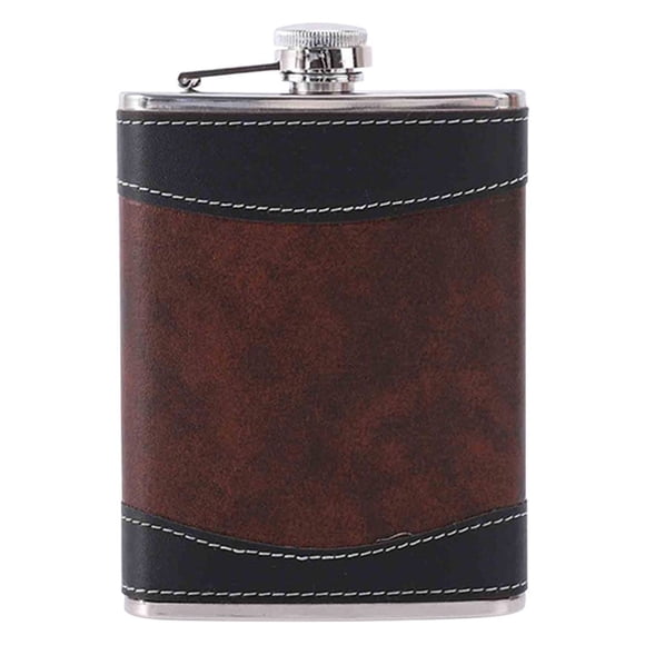 Flasque de Hanche en Acier Inoxydable et Cuir Cousu, Conception à Ajustement de Poche pour Vin Whisky Boissons Bouteille Portable avec Entonnoir Ensemble de Bar pour Hommes Femmes