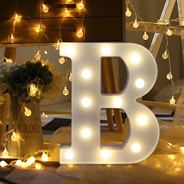 AMERTEER Alphabet Led Letter Lights Light Up White Plastic Letters Standing Hanging B