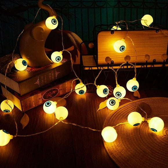 Guirlande Lumineuse à Boules d'Oeil d'Halloween 10/20 Led, Guirlande Lumineuse Led Fantaisie pour Festival, Bar, Maison, Fête, Déco, Décoration d'Halloween