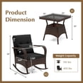 thumbnail image 3 of Costway 3 PCS Rocking Bistro Set with Removable Cushions & Tempered Glass Top Coffee Table Black, 3 of 10