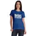 thumbnail image 1 of Inkmeso Relax I'M Vaxxed Drôle Pro-Vaccin T-shirt en Coton à Encolure Dégagée pour Femmes, 1 of 8