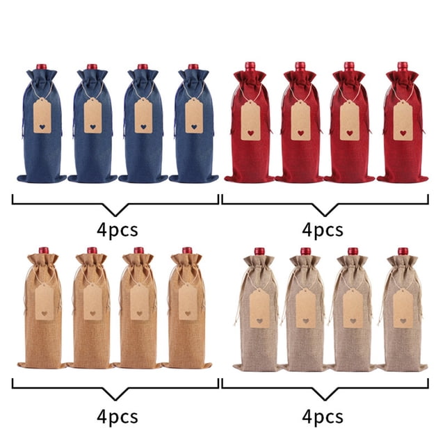 Linen Wine Bottle Bag Set Wine Bottle Set Linen Tag Red Wine Packaging Bag