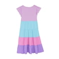 thumbnail image 4 of Besolor Toddler Baby Girls Summer Midi Dress Crewneck Ruffle Sleeve Color Block Tiered A-Line Flowy Beach Party Dress, 4 of 5