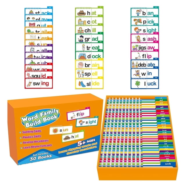 SSZMDLB Reading Flip Notebook, Flip Notebook, Reading Rhymes Flip Notebook, Word Family Flashcards, Educational Vocabulary Learning Notebook, Phonics Activity Notebook for Preschool, Kindergarten