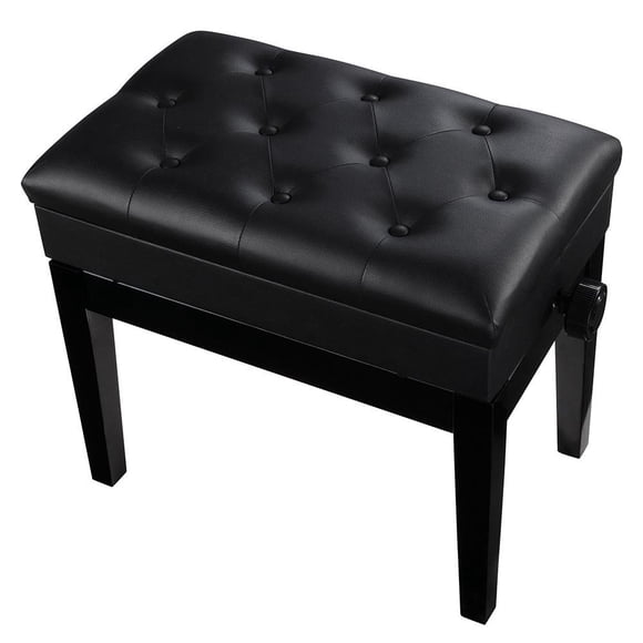 Bison Prosound (TM) Black Adjustable Height Piano Bench PU Padded Keyboard Storage Seat Weight Capacity 264lbs