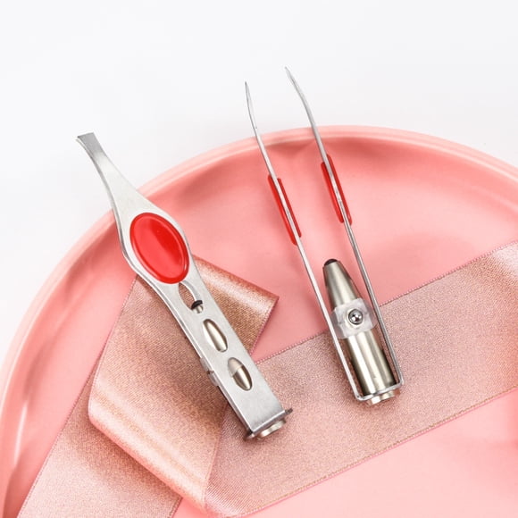 2 Pieces Tweezers with LED Light Hair Removal Lighted Tweezers Makeup Tweezers with Light for Women Precision Eyebrow Hair Removal Tweezers Stainless Steel Tweezers