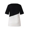 thumbnail image 1 of T-shirt Femme à Manches Courtes Color Block, Col Rond, Noir, TG, 1 of 7