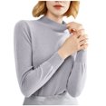 thumbnail image 1 of FAIWAD Women's Basic Long Sleeve Undershirts Tops Round Neck Slim Stretch Tight Pullovers Tops, 1 of 4