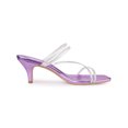 thumbnail image 3 of BLISSFUL STEP Women's Slide Sandal Rhinestone Strappy Square Toe Kitten Heel Slide Sandals Purple 7, 3 of 7