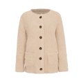 thumbnail image 2 of Innerwin Jacket Cardigan Ladies Outwear Party Long Sleeve Fluffy Coat Khaki S, 2 of 8