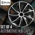 thumbnail image 2 of Wheel Cover Kit, 17 Inch Hubcaps Set of 4 Automotive Hub Caps with Universal Snap-On Retention Rings, 2-Tone ABS Plastic Black and Silver Rim Covers for All Makes, Models (SG-5084-DP-17), 2 of 7