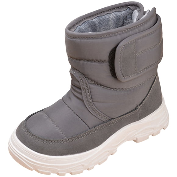 Wxirdiow Boys Waterproof Warm Hiking Boots Warm Boys And Girls Boots Wide Soft Sole Cotton Shoes Plus Velvet Baby Cotton Boots Grey Size,18-24 Months