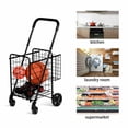 thumbnail image 3 of Costway Folding Shopping Cart Jumbo Basket Rolling Utility Trolley Adjustable Handle New, 3 of 10