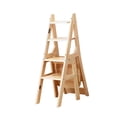thumbnail image 3 of Tnarru Folding Step Ladder Chair Library Stairs Chair for Indoor Living Room Outdoor Wood, 3 of 8